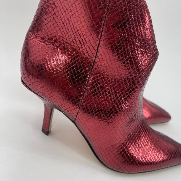 Marc Fisher LTD Boots Size 6 Haylian Point Toe Ankle Reptile Print Metallic Heel - Picture 3 of 15